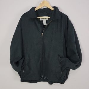 Vintage Flamingo Black Microfiber Full Zip Bomber Jacket Size XL